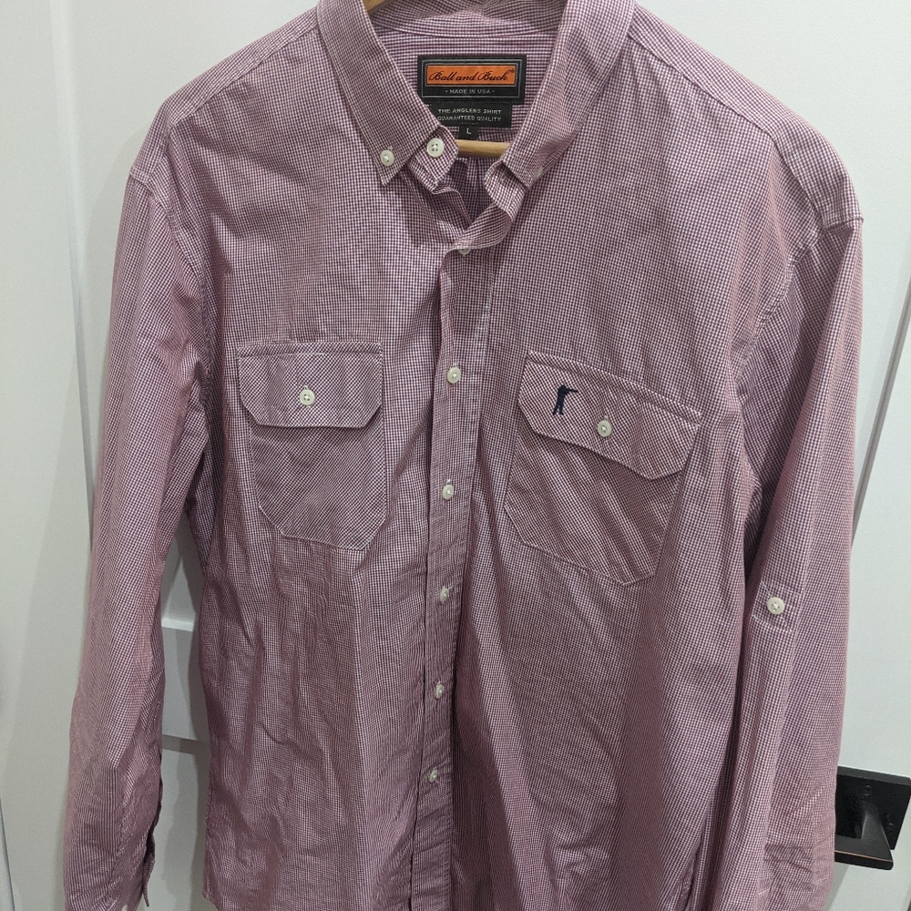 Ball and Buck Red Button-Down Casual Shirt with Chest Pockets